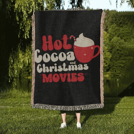 Hot cocoa Christmas movies Woven Blankets