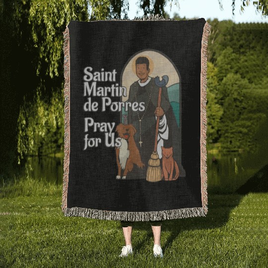 St Martin de Porres African American Black Saints Woven Blankets