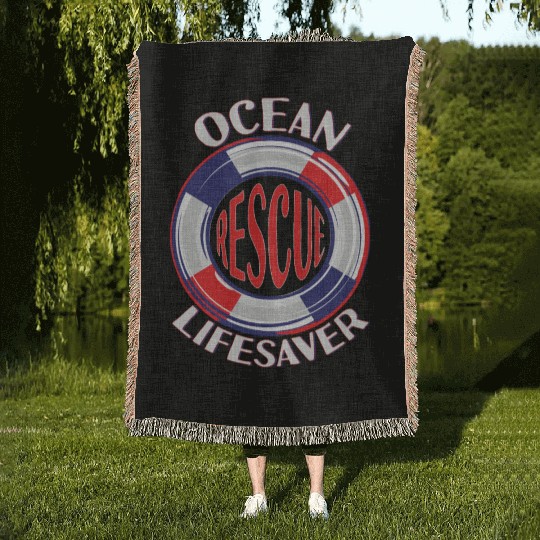 Lifeguard Ocean Rescue Lifesaver Woven Blankets