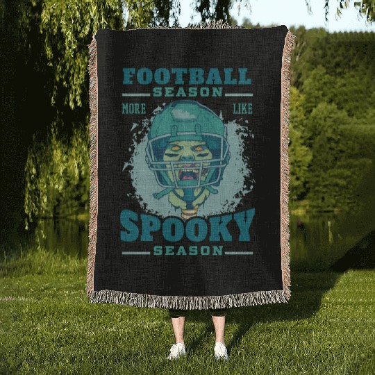 Football season spooky season zombie Football seas Woven Blankets