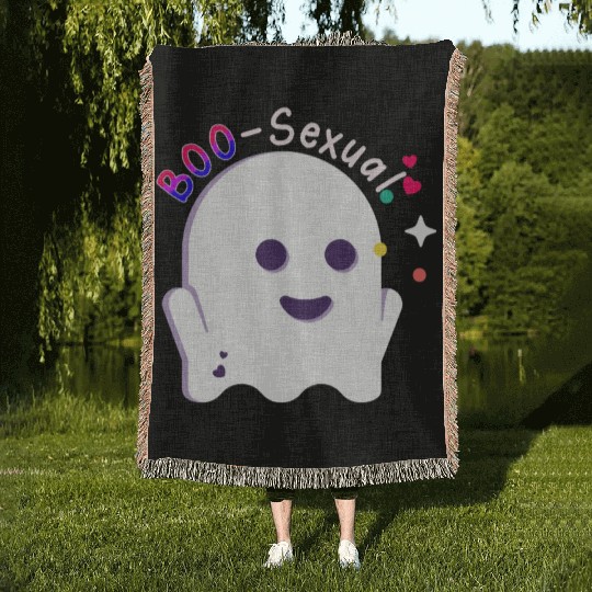 Boo Sexual Cute Bi Ghost LGBT Bisexual Pride Funny Woven Blankets