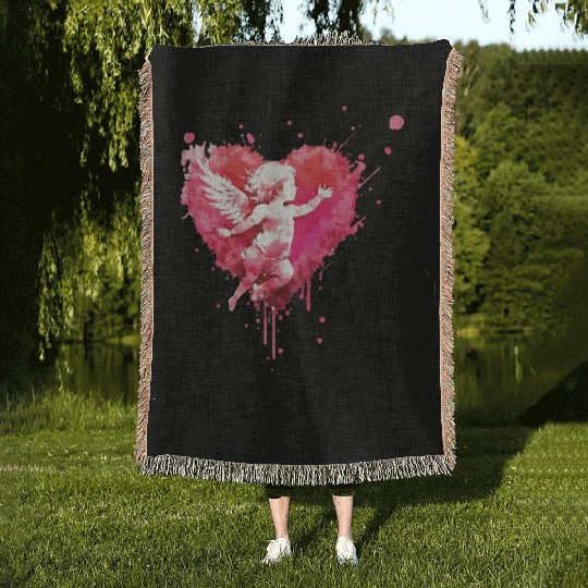 funny Cupid Valentine's Day girls Woven Blankets