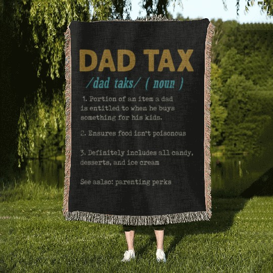 Vintage Dad Tax Definition Men Funny Father's Day Woven Blankets