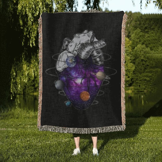 Heart galaxy space lover Woven Blankets