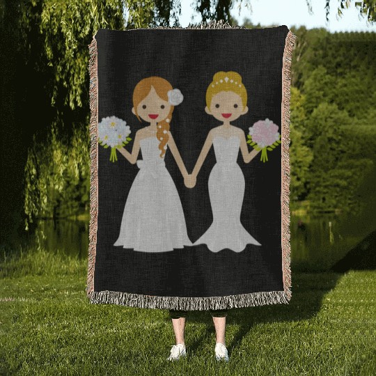 lesbian lgbtq pride valentine day 2023 valentines Woven Blankets