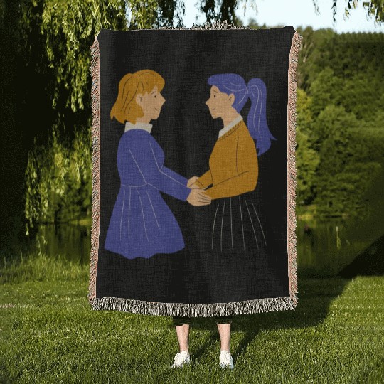 lesbian lgbtq pride valentine day 2023 valentines Woven Blankets