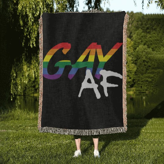 Gay AF LGBT Gay Pride Rainbow Colors Graffiti Woven Blankets