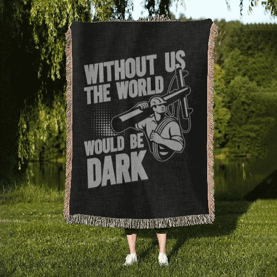 Funny Electrical Lineman Saying Thank A Lineman Woven Blankets