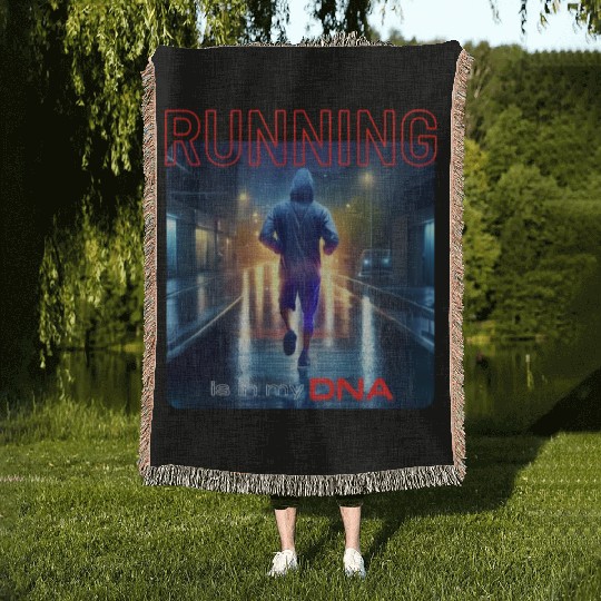 Running Is In My Dna Woven Blankets