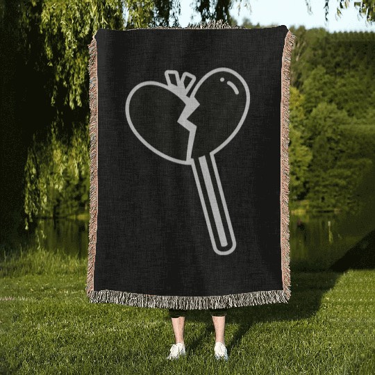 Broken Heart Lollipop Candy Woven Blankets
