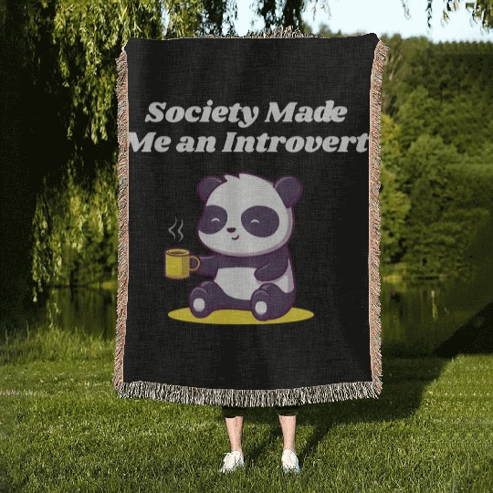 Handcrafted by Society Introvert Sayings Antisocia Woven Blankets