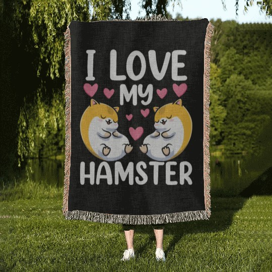 I Love My Hamster Cute Pet Animal Owner Woven Blankets
