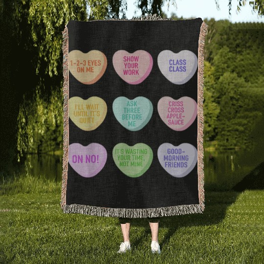 Teacher Valentines Day Conversation Heart School Woven Blankets