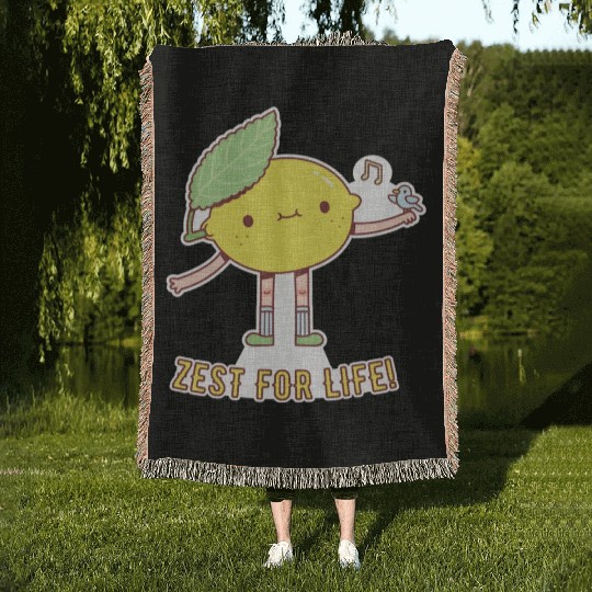 Cute Lemon and Bird Zest For Life Woven Blankets