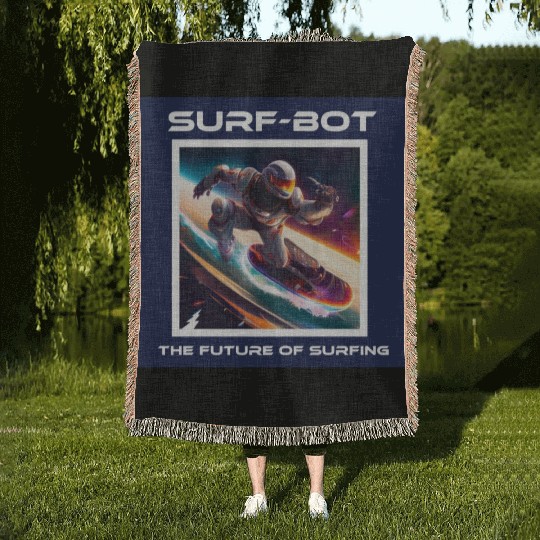 Robot Silver Surfer Woven Blankets