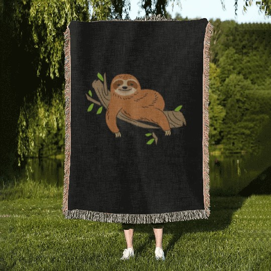 I Don't Fart My Butt Blows Kisses Sloth Woven Blankets