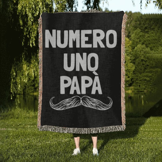 Numero Uno Papa Italian Dad Father's Number 1 Dad Woven Blankets