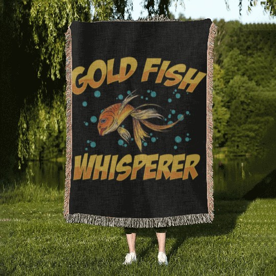 Gold Fish Whisperer Carp Japan Aquarium Goldfish Woven Blankets