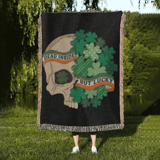 Dead Inside but Lucky Woven Blankets