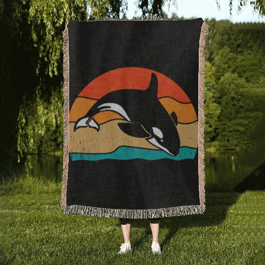 King Orca, Ruler of the Seas Woven Blankets