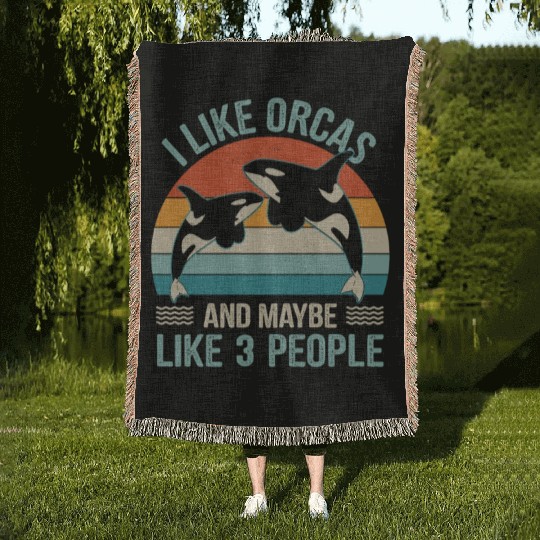 King Orca, Ruler of the Seas Woven Blankets