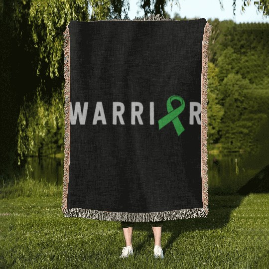 Mental Health Warrior Green Ribbon Awareness Woven Blankets