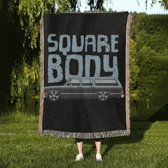 square body Light Blue Woven Blankets