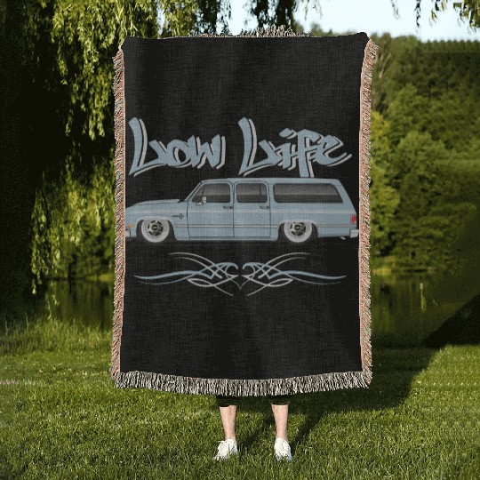 low life Light Blue Woven Blankets