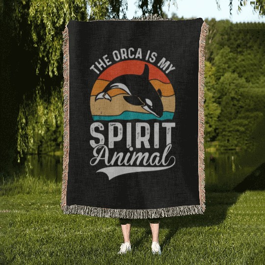 The Orca My Spirit Animal Woven Blankets