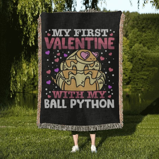 My First Valentine With My Ball Python Animal Woven Blankets
