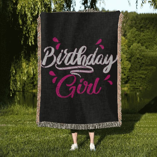 Birthday Girl, matching family, cute birthday Woven Blankets