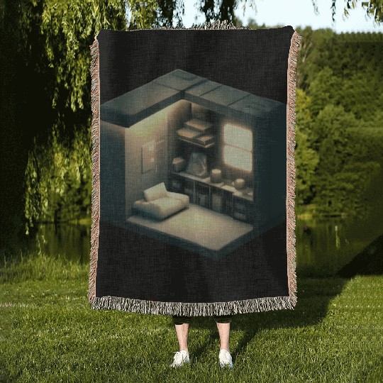 Isometric House Print - Modern Twist on Home Decor Woven Blankets