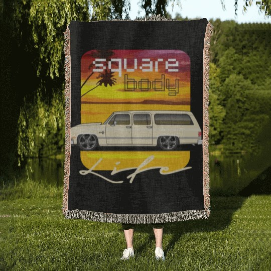 square Santa Fe Tan Woven Blankets