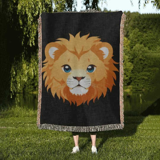 Royal Cartoon Lion - King of the Jungle 2 Woven Blankets