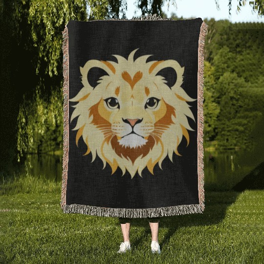Royal Cartoon Lion - King of the Jungle 4 Woven Blankets
