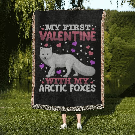 My First Valentine With My Arctic Foxes Animal Woven Blankets