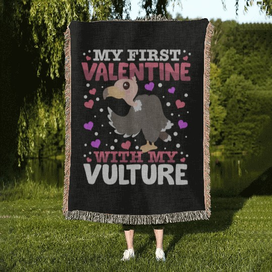 My First Valentine With My Vulture Animal Heart Woven Blankets