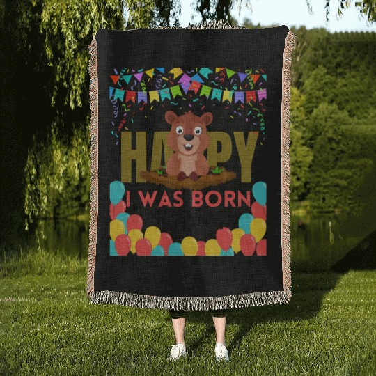 I Was Born On Groundhog Day, Born In Groundhog Woven Blankets