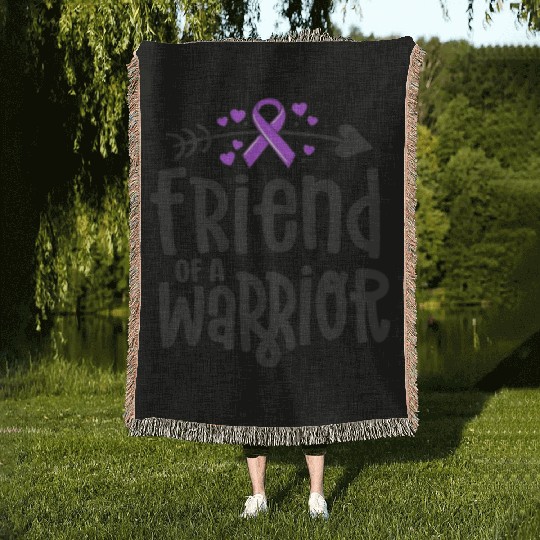 Friend Of A Warrior Purple Awareness Ribbon Woven Blankets