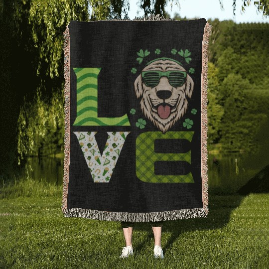 Love Cute Dog Animal Rights St. Patrick's Day Woven Blankets