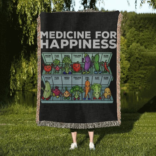Medicine For Happiness Vegetable Dose Daily Woven Blankets