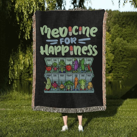 Medicine For Happiness Vegetable Dose Daily Woven Blankets