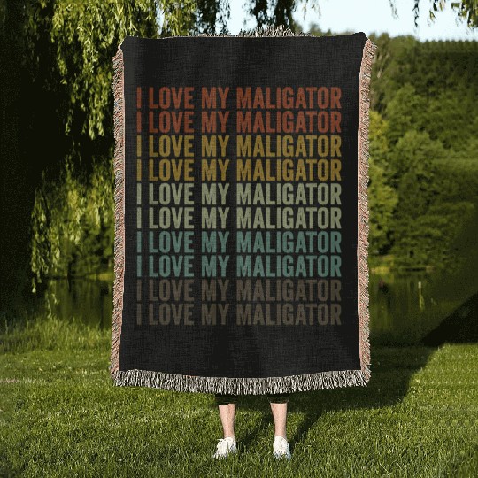 I Love My Maligator Belgian Malinois Dog Lover Woven Blankets