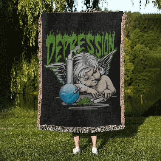 Depression Angel Woven Blankets