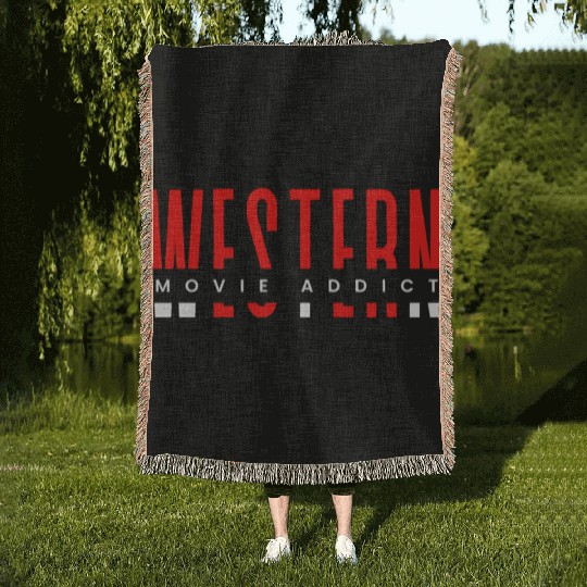 Western movie addict red & white typography design Woven Blankets