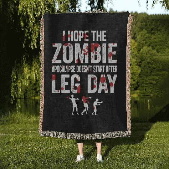 Funny Zombie Leg Day For Gym Lover Woven Blankets