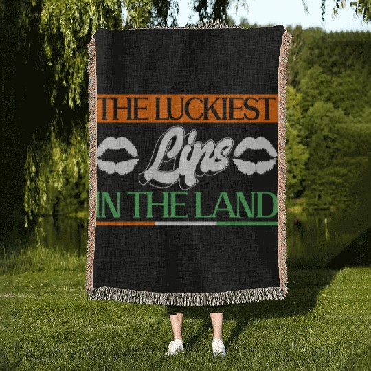 The Luckiest Lips In The Land - St Patricks Day Woven Blankets