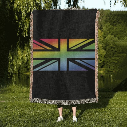 Union Jack / Rainbow Flag (Great Britain / UK) Woven Blankets