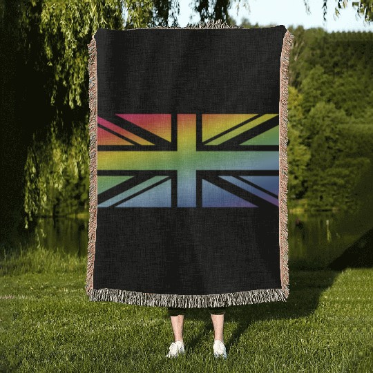 Union Jack / Rainbow Flag (Great Britain / UK) Woven Blankets