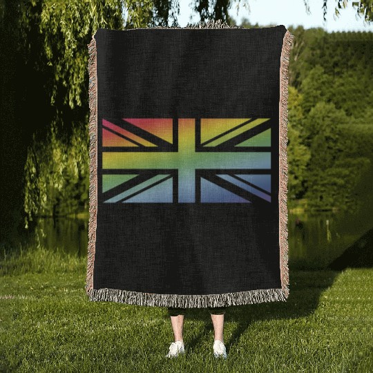 Union Jack / Rainbow Flag (Britain / UK / Poster) Woven Blankets